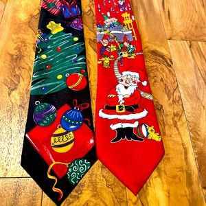2‎ vintage Hallmark Christmas 🎅🏻 ties fun and festive!